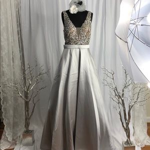 Gorgeous top crystal satin prom dress